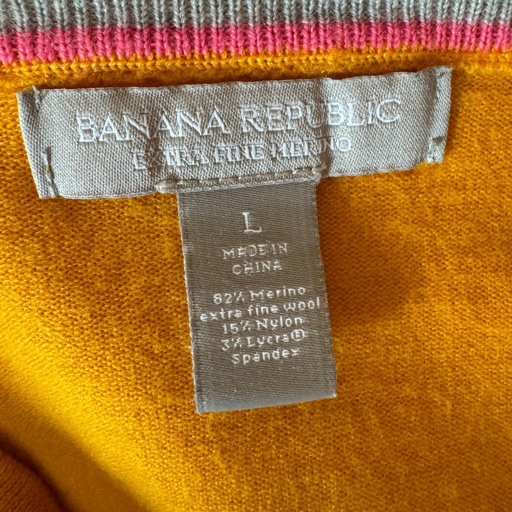 Banana Republic Vibrant Yellow Extra Fine Merino Cardigan Sweater Size M - Picture 9 of 10